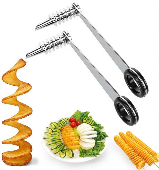Dailygoods 2 Teiliger Kartoffelspiralschneider, Kartoffelspiralschneider Aus Edelstahl, Manueller Kartoffelspiralschneider, Für Kreative Obst /sa