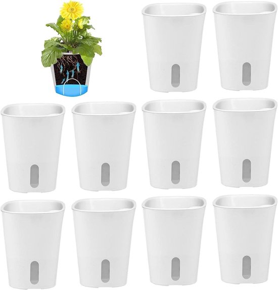 10 Selbstbewässernde Kunststoff Kaktustöpfe Mit Dochtsystem Set Mit Mini Blumentöpfen Für Zimmerpflanzen
