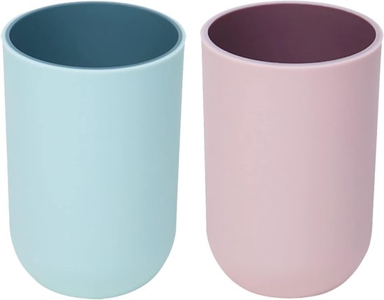 Zahnbürstenbecher Aus Kunststoff Badezimmerbecher Schlichtes Design, Zahnbürstenbecher Zum Spülen Und Waschen Im Badezimmer 2 Stück Kunststoff Za