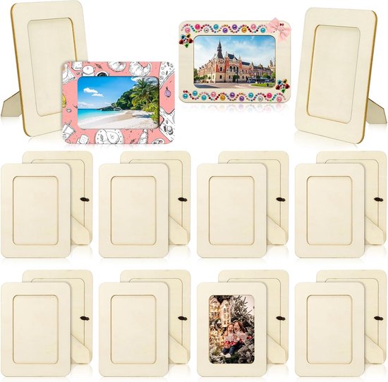 20 Stück Holzbilderrahmen Zum Basteln, Diy Holzbilderrahmen Set Für 10 X 15 Cm Fotos, Unfertige, Stehende Bilderrahmen Zum Selbermachen Von Holzd