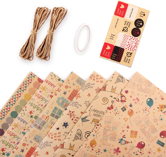6 Rollen Geschenkpapier (50 X 70 Cm), Kraftpapier, Für Weihnachtsgeschenke, Kindergeschenke, Mädchengeschenke, Hochzeiten Und Geschenke Für Fraue