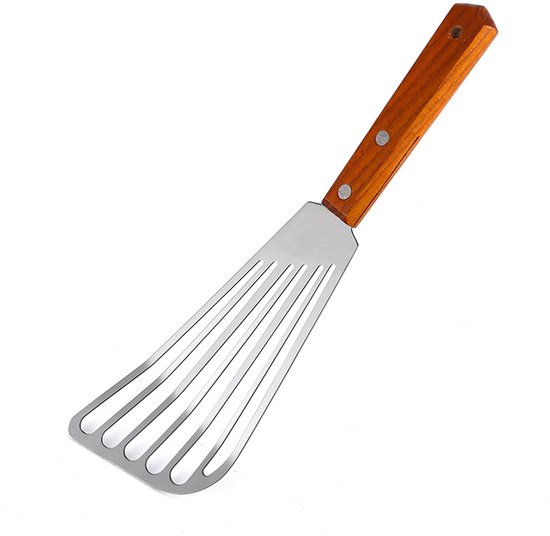 Fischwender Aus Edelstahl, Fischschneider Aus Metall, Pfannkuchenwender Aus Metall Mit Holzgriff, Zum Wenden Von Fisch, Eierpfannkuchen, Hamburge