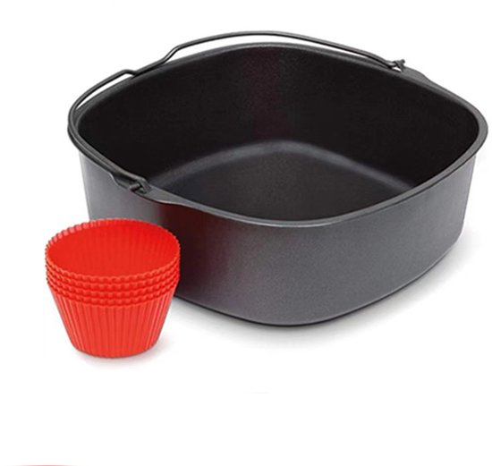 Baking Master Küchenzubehörset Mit Backform Und Silikon Muffinformen Für Kompakte Heißluftfritteusen Schwarz