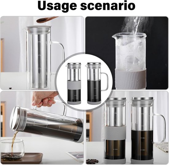 Tragbare Kaltbrüh Kaffeemaschine, 800 Ml Fassungsvermögen, Thermoskanne Aus Glas