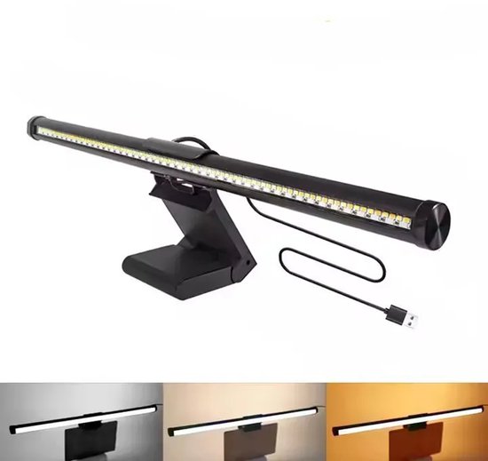 Tragbare Monitorlampe Mit Usb Anschluss, Led Schreibtischlampe Zum Lesen Von E Books, 3 Farbtemperatureinstellungen, Keine Spiegelung Auf Dem Bil