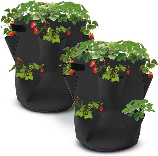 Lot Von 2 Sacs De Plantation De Fraises En Feutre 45 X 35 Cm Sac De Plantation Pour Fraises Et Petits Gemüse Sac Pour Jardins, Balkone, Pflanzen,