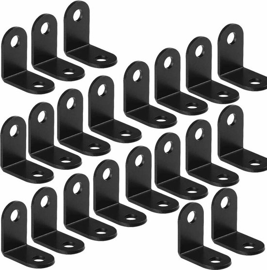 20 Stück Eckwinkel Eckanker Eckverbinder Feste Winkel Winkelverbinder 26 X 26 Mm Eisen Schwarz 90 Grad Inklusive Schrauben