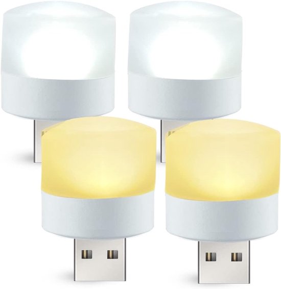 4 Runde Mini Usb Led Leuchten Warm Und Kaltweiß 5 V Gleichstrom Für Zuhause, Camping Und Auto (innenraum)