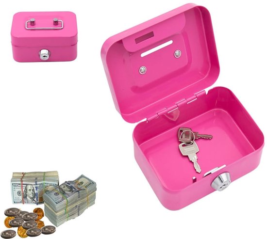 Dailygoods Kleine Abschließbare Geldkassette Mit Schlüssel, Kleiner Tresor, Geldkassette Mit Schlüsselschloss, Metalltresor, Geldbörse, Kasse Mit