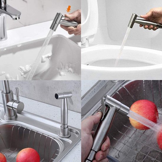 Wc Duschset Aus Edelstahl Mit Bidet, Handbrause Mit Einstellbarem Wasserdruck Für Die Armaturen, Für Die Persönliche Hygiene Und Reinigung.