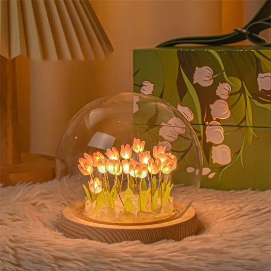 Diy Tulpen Nachtlicht, Handgefertigte Künstliche Tulpe, Heimdekoration, Schlafzimmer Tischlampe, Geschenk Für Kinder Und Mädchen, Stimmungsleucht