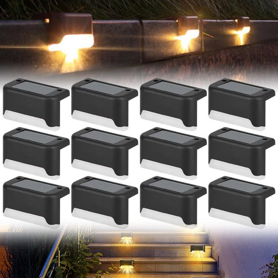 Solarleuchten Für Den Außenbereich Wasserdichte Gartenbeleuchtung Für Wege, Zäune, Treppen, Balkone Und Als Dekoration Warmweißes Licht Schwarz 1