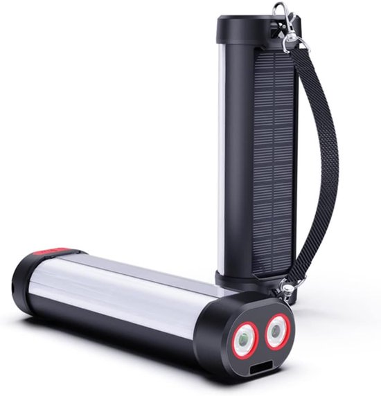Solarbetriebene, Magnetische, Wiederaufladbare Campinglampe 6000 Mah Zwei Led Leuchten, Ip66 Wasserdicht/stoßfest