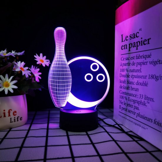 Bowling 3d Nachtlicht Tischlampe Mit Touch Funktion Optische Usb Led Nachtlampe In 7 Farben