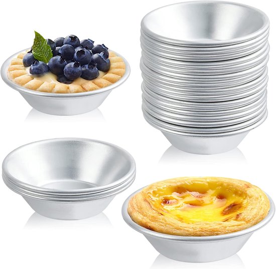 Eierkuchenformen 25 Stück Backformen Runde Eierkuchenformen 7 Cm Rund Dessertformen Aluminiumlegierung Antihaftbeschichtung Wiederverwendbar Silb