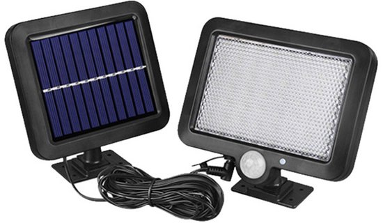 Solar Wandleuchte Mit Bewegungsmelder 56 Leds Mit Separatem Solarpanel Abnehmbares Design Einfache Installation Für Veranden, Terrassen, Gärten,