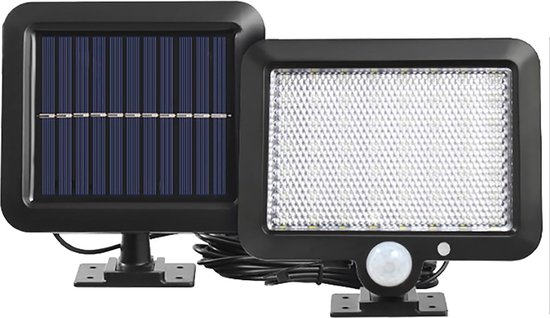 Solarbetriebene Bewegungsmelderleuchte Mit Separatem Solarpanel Abnehmbar 56 Leds Für Veranden, Zäune, Terrassen, Gärten, Garagen Und Einfahrten