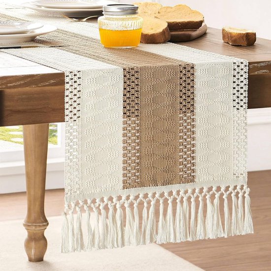 Tischläufer 30 X 275 Cm Boho Tischläufer Makramee Tischläufer Mit Zweifarbiger Stickerei Kleine Tischdecke Boho Tischläufer In Neutralen Farben G