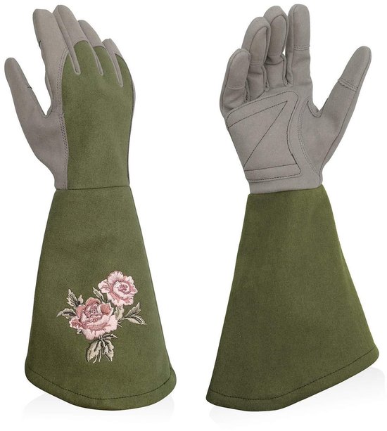 Rosenschneidehandschuhe Arbeitshandschuhe Gartengeräte Handschuhe Dornenfeste Handschuhe Bestickte Gartenhandschuhe Grün