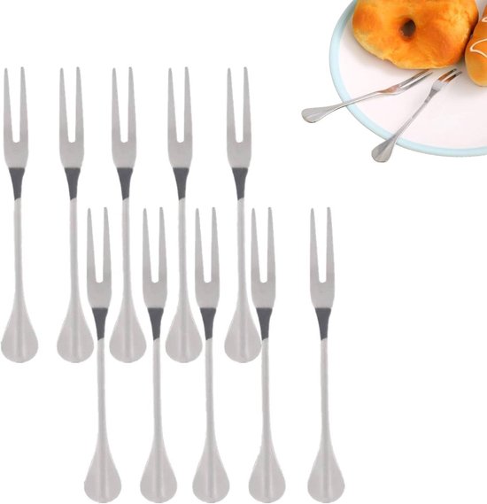 Edelstahlgabeln 10er Set Dicke Obstgabeln Für Grillgerichte, Schnecken, Desserts Und Salate Komfortable Mini Obstgabeln