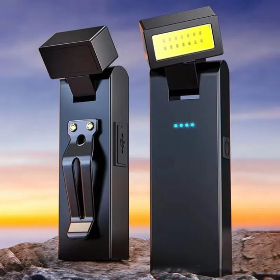 2 Teiliges Set Magnetischer Arbeitsleuchten, Drehbar, Wiederaufladbar, Tragbare Led Lampe Mit Clipbefestigung, 3 Lichtmodi, Taschenlampe Für Auto