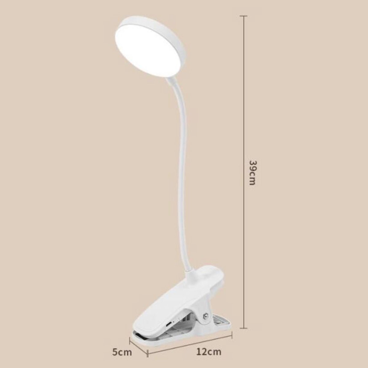 Led-leselampe Mit Klemme – Buchlampe – Klemmleuchte – Usb-aufladbar – Flexibel – 3 Helligkeitsstufen – Für Buch, Bett Und Schreibtisch