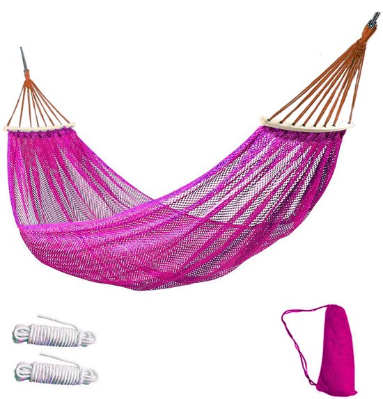 Pinkfarbenes Outdoor Hängebett Drahtgeflecht Mit Löchern, Biegsame Schaukelstange, Kippsicherung Für Camping Und Tourismus