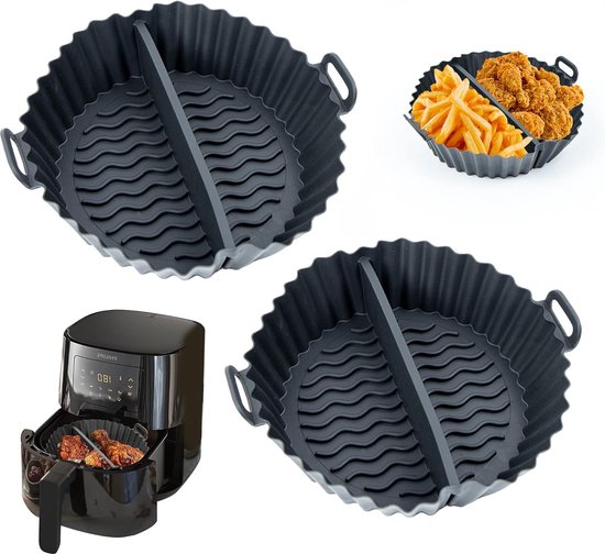 Silikon Backformen Wiederverwendbares Zubehör Für Airfryer 2 Stück Für Airfryer, Backofen Und Mikrowelle Schwarze Silikonform Für Airfryer