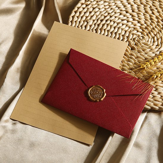 Luxuriöses 6 Teiliges Set Aus Briefumschlägen Und Briefpapier In Leinenoptik Mit Wachssiegeln Für Diy Projekte, Hochzeitseinladungen, Standesamtl