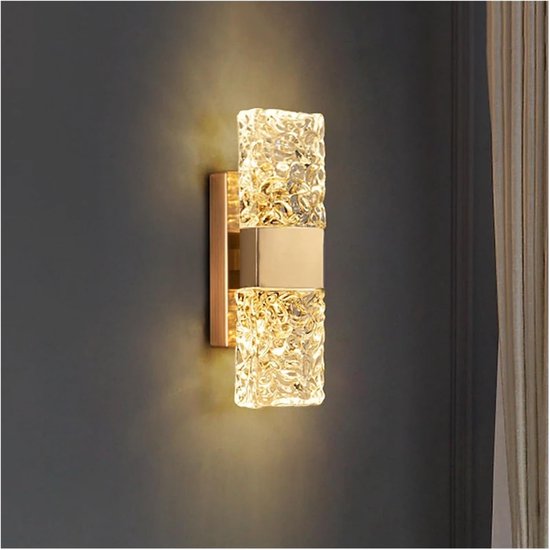 Wandleuchte Mit Wasserwellen Lichteffekt Luxuriöse, Moderne Led Wandleuchte Rechteckiges Glas & Metall Für Wohnzimmer, Schlafzimmer & Büro Stimmu