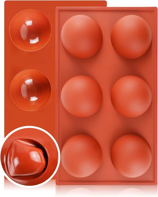 2 Große Silikonformen Mit 6 Halbkugelförmigen Mulden Antihaft Backform Für Schokoladenbomben, Mousse, Gelee, Pudding Und Süße Desserts