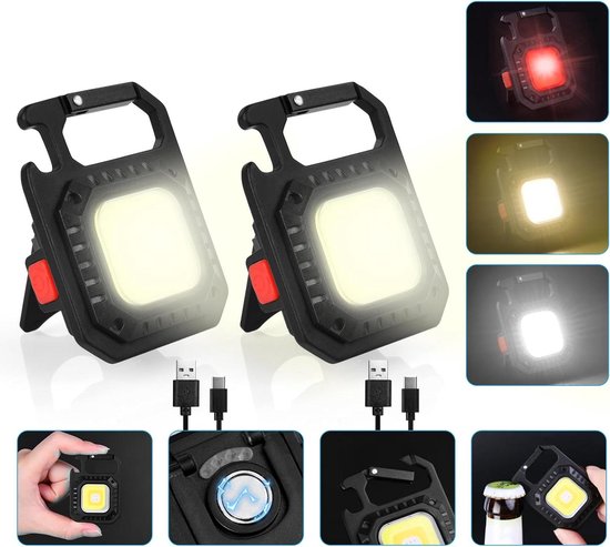 Mini Cob Taschenlampe Mit Schlüsselanhänger, Wiederaufladbar, 800 Lumen, 7 Leuchtmodi, Wasserdicht, Mit Akkuanzeige, Für Reparaturen, Garagen Und