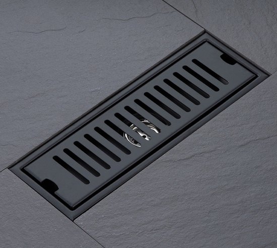 Lineare Duschrinne In Mattschwarz 20 X 10 Cm Mit Herausnehmbarem Rost, Badezimmerfilter Für Den Duschboden