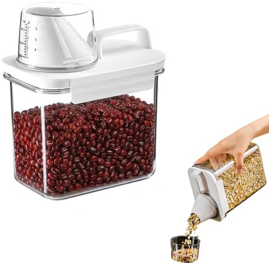 Dailygoods Luftdichte Aufbewahrungsbox Vorratsbehälter Mit Messbecher Getreidebehälter Waschmittelbox Hundefutterbox Transparent, Großes Fassungs