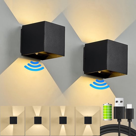 2 6w Led Wandleuchte Mit Bewegungssensor Und Akku Energieklasse A