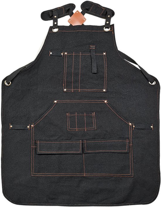 Schürze Herren Arbeitsschürze Mit Werkzeugtasche Werkzeugschürze Material: Canvas Für Schreiner , Garten Und Werkstattarbeiten 75 X 63 Cm Schwarz