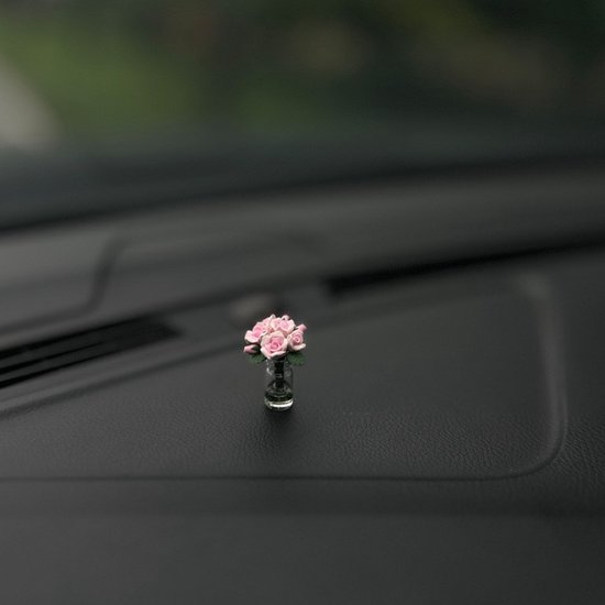 Mini Rose In Kleiner Glasvase Niedliches Und Realistisches Accessoire Für Rückspiegel Und Armaturenbrett