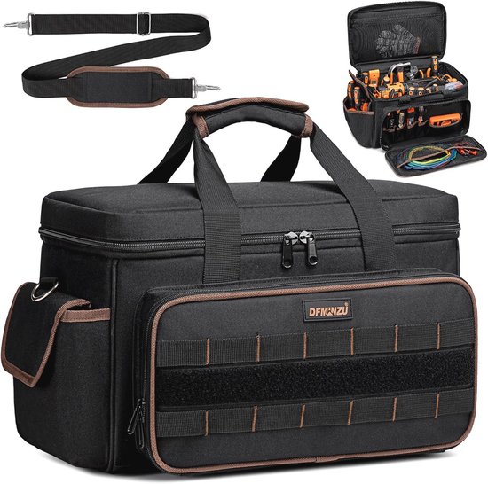 Tragbare Werkzeugtasche (17 Zoll) Mit 20 Fächern Und Verstellbarem Schultergurt Für Elektriker, Mechaniker Und Schreiner