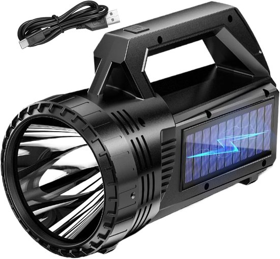 Solarbetriebene Taschenlampe 800 Lumen Led Taschenlampe Wasserdicht Und Wiederaufladbar Für Arbeit, Reisen, Camping, Spaziergänge Und Wanderungen