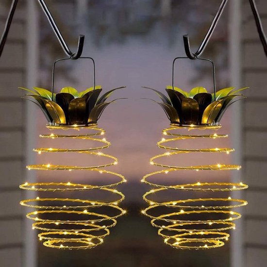 Set Mit 2 Hängenden Solarlaternen 60 Leds Ananasförmige Solar Gartenbeleuchtung Solar Gartenbeleuchtung Led Gartenbeleuchtung Für Den Außenbereic