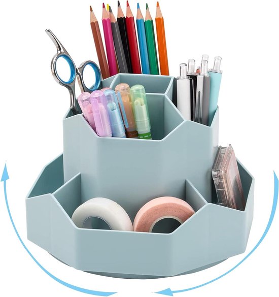 360° Drehbarer Stiftehalter Mit 9 Fächern Schreibtisch Organizer Für Stifte, Make Up Pinsel Und Mehr