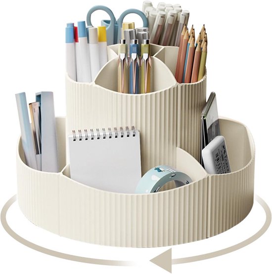 Drehbarer Stiftehalter Mit 11 Fächern Und Großem Fassungsvermögen, Schreibtisch Organizer Mit 360° Drehung, Für Stifte Und Schreibwaren (weiß)