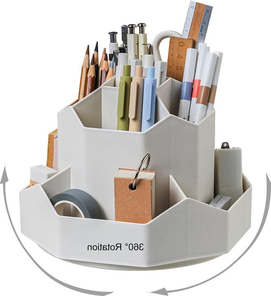 360° Drehbarer Stiftehalter Schreibtisch Organizer Mit 9 Fächern Aufbewahrungsbox Für Stifte Stiftehalter Für Bürobedarf Schulbedarf Make Up Pins