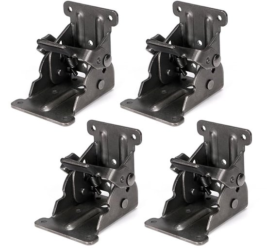 Klappwinkel, 4-teilig, Klappscharnier, Selbstsicherndes Scharnier, Verlängerte Stütze Mit Schraubverschluss, 6,6 X 5,3 X 6,3 Cm, Für Tischbeine, Schwarz