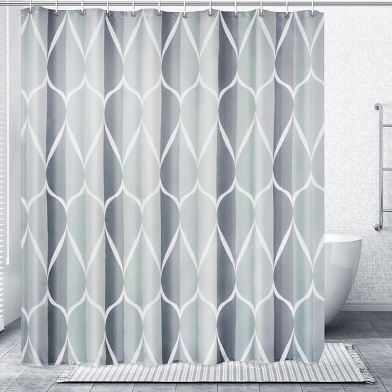 Badezimmerzubehör Wasserdichter Duschvorhang 120 X 180 Cm Graues Polyester Mit 12 Haken