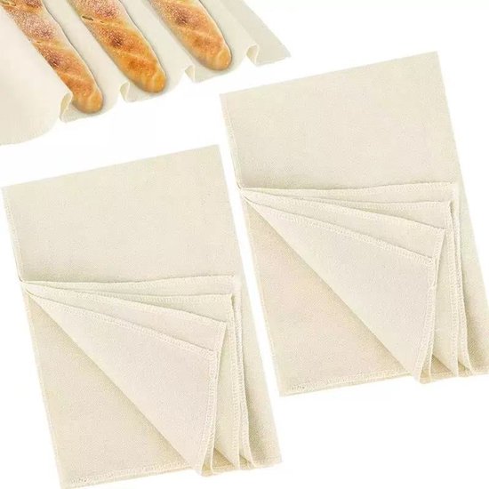 2 Teiliges Set Gärtücher Für Brotteig, Backtücher Aus Baumwoll Canvas, 75 X 45 Cm