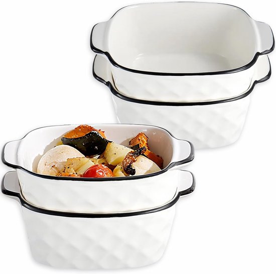Set Mit 4 Kleinen Keramik Ofenformen Ofenfeste Grillpfanne Mit Griffen