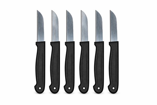 6 Teiliges Küchenmesserset Schälmesser Aus Edelstahl Schwarzer Griff Für Gemüse Und Obst