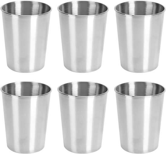 Edelstahlbecher Set 6 Tragbare Trinkbecher Für Camping Und Zuhause 250 Ml Metallbecher
