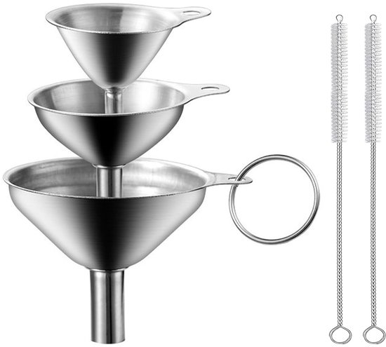 Edelstahl Trichter Set 3 Teilig Inklusive Reinigungsbürsten Mini Küchentrichter